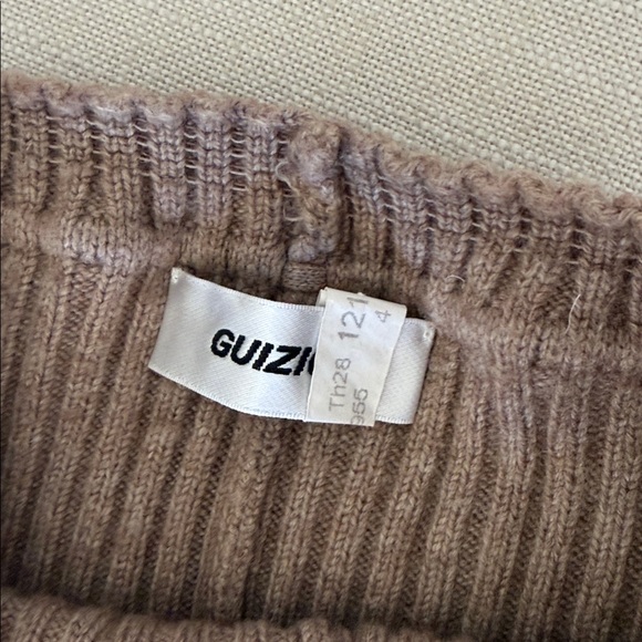 Danielle Guizio Zine Rib Knit Wool Cashmere Blend Flare Pants in Brown Khaki - Picture 6 of 7